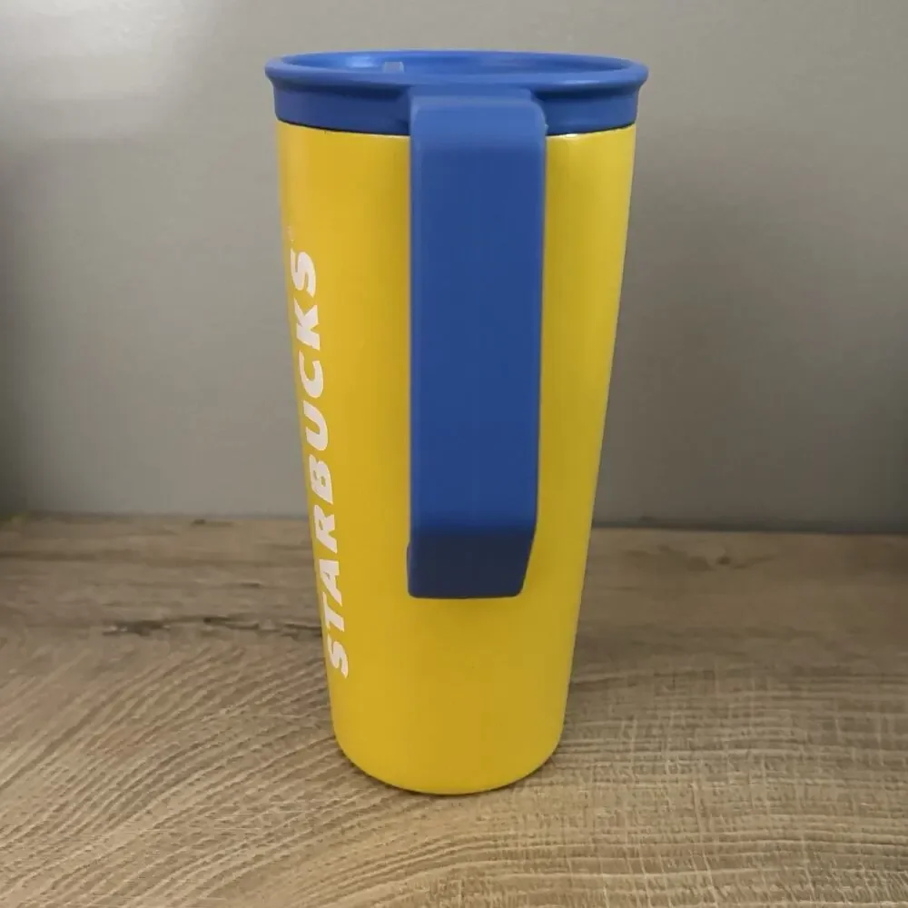 Starbucks Tumbler Korea 2022 SS Summer Yellow Chubby Handle 473ml 16 Oz Hot Cold